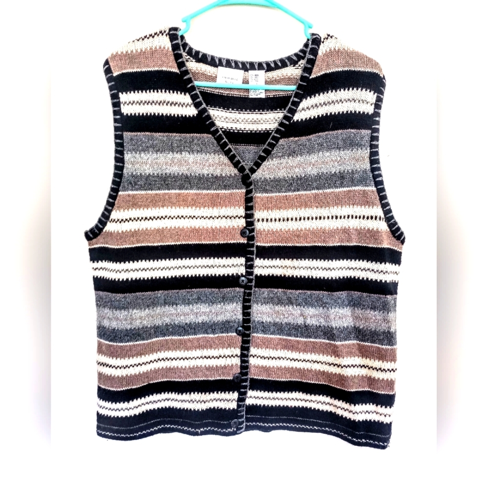 Ladies button down sweater vest, size Large, by summit hill
